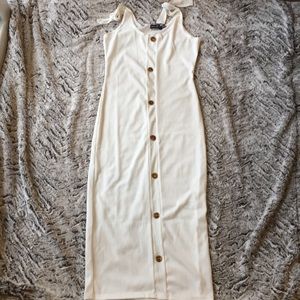 Size 4 White ribbed midi body con dress